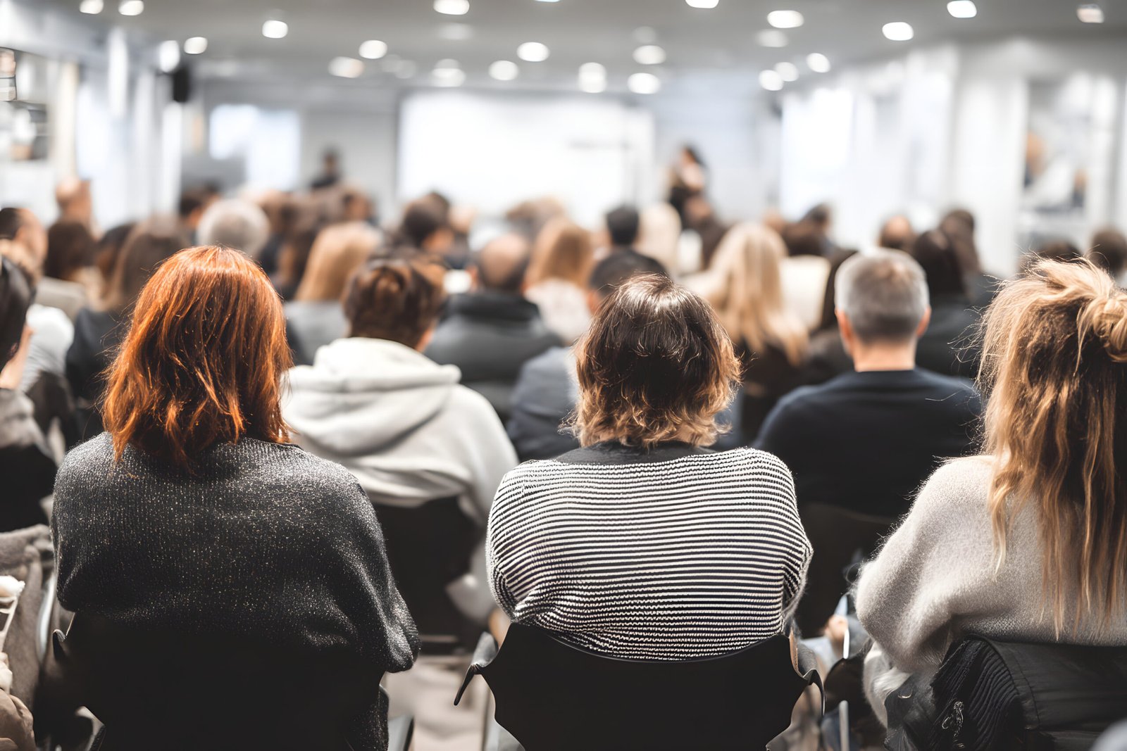 Audience In A Presentation At A Conference Or Seminar. The Image